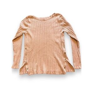 Croft & Barrow Long Sleeve Gold Metallic Stretch Sweatshirt Women's Pink L